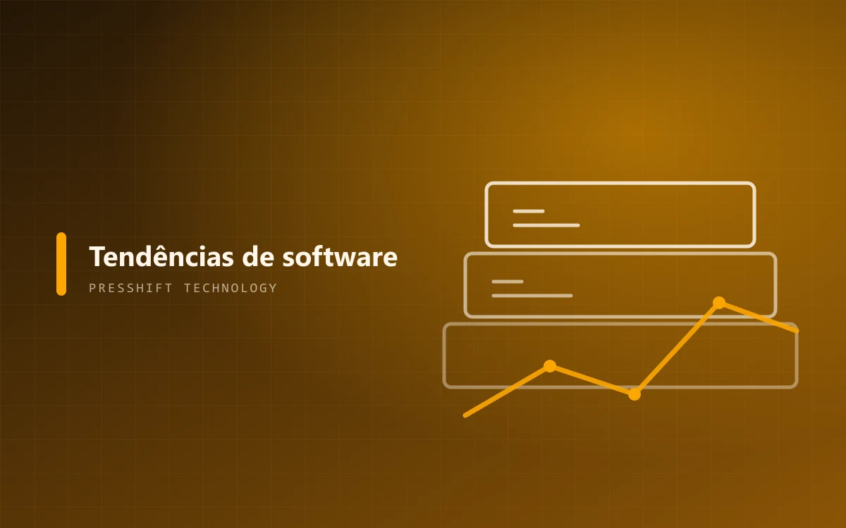 Ilustração de camadas de software com uma linha ascendente