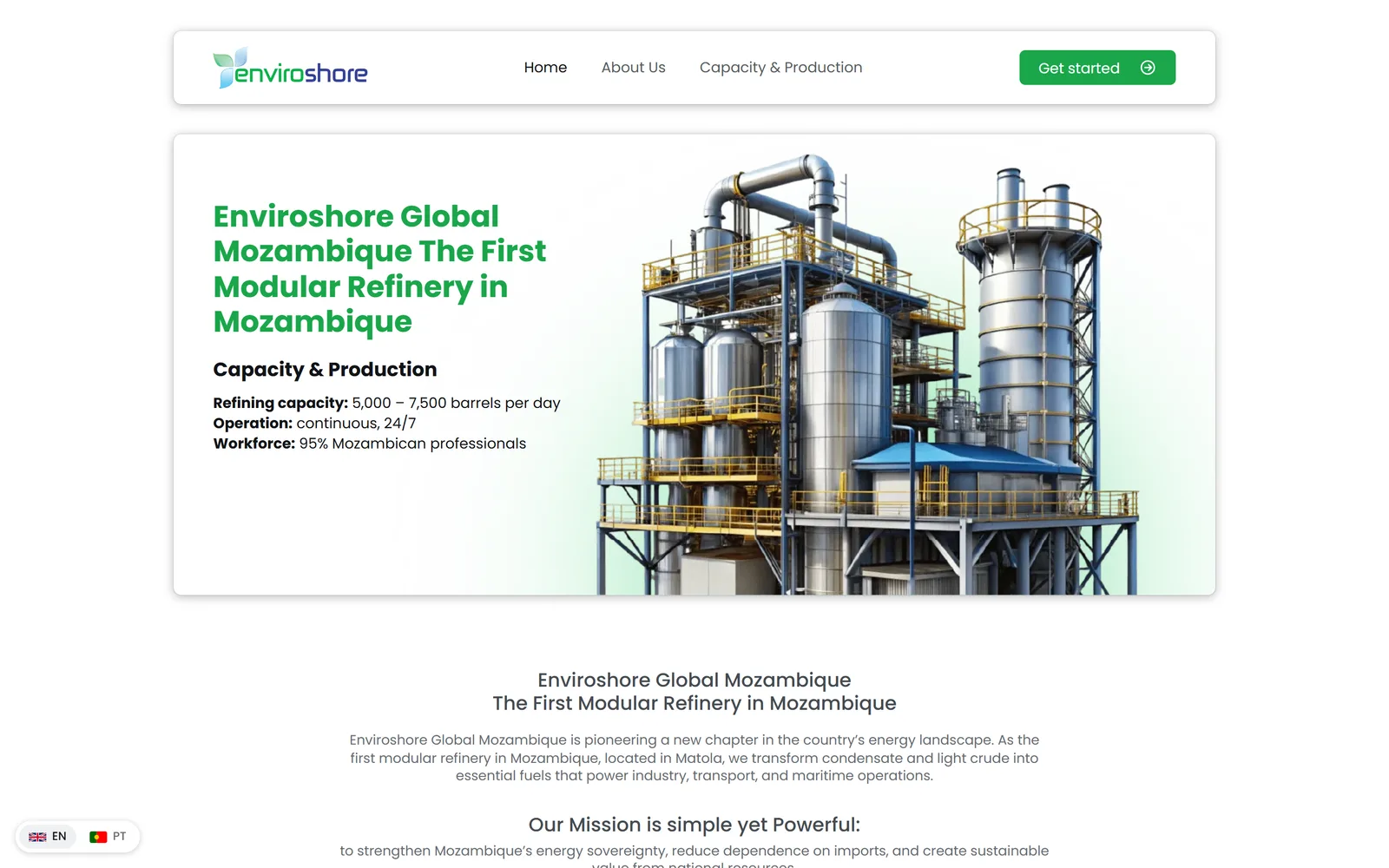 Enviroshore Global Mozambique home page