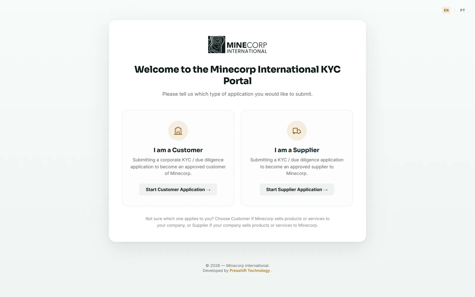 The same platform under the Minecorp International brand