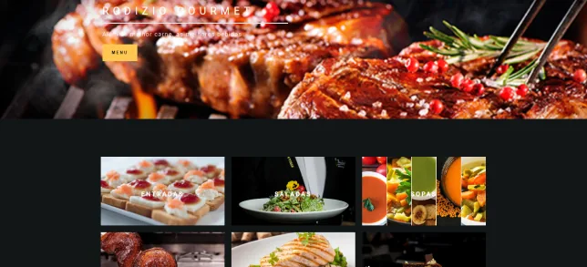 Digital restaurant menu showing dish categories