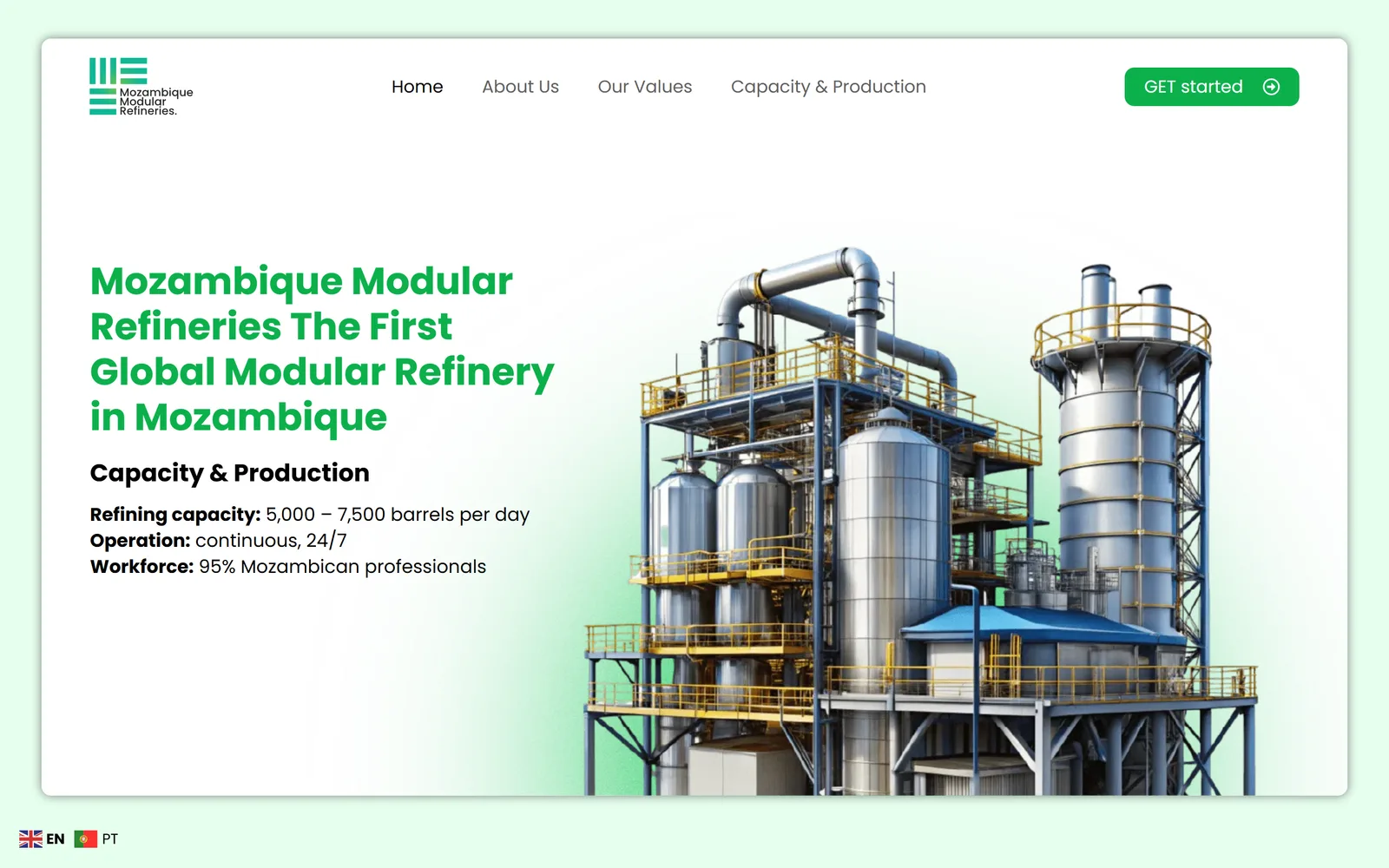 Mozambique Modular Refineries home page
